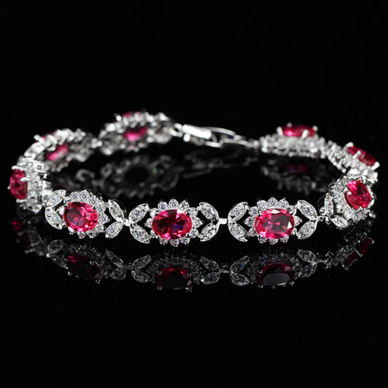 Crystal Flower Charm Bracelet