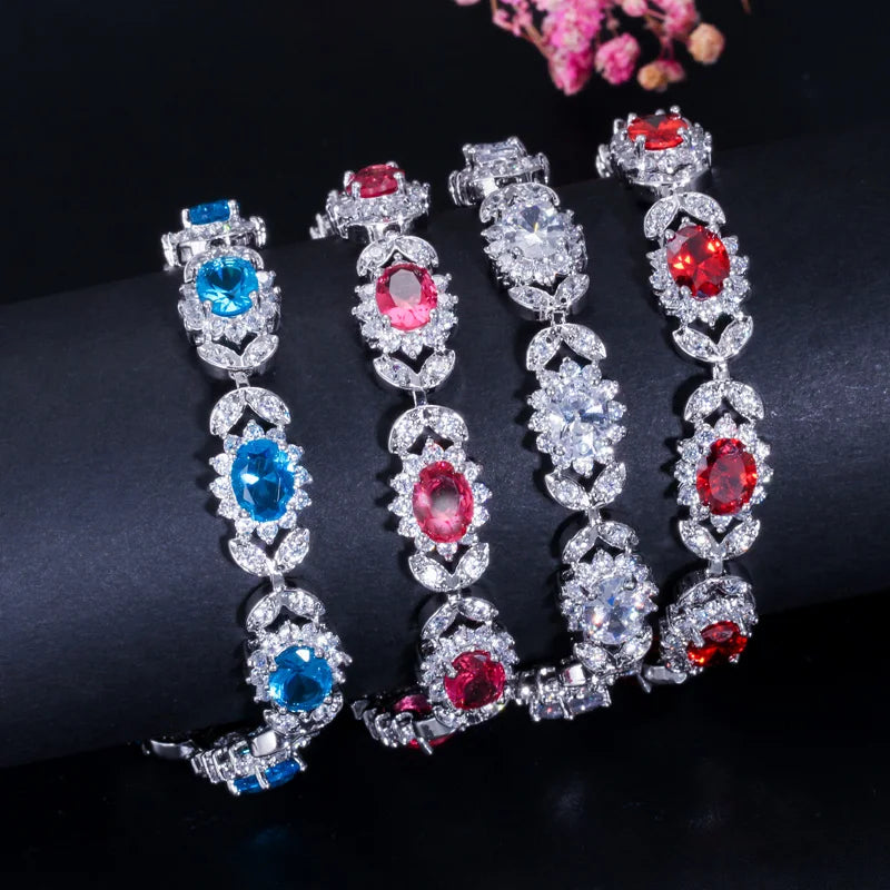 Crystal Flower Charm Bracelet
