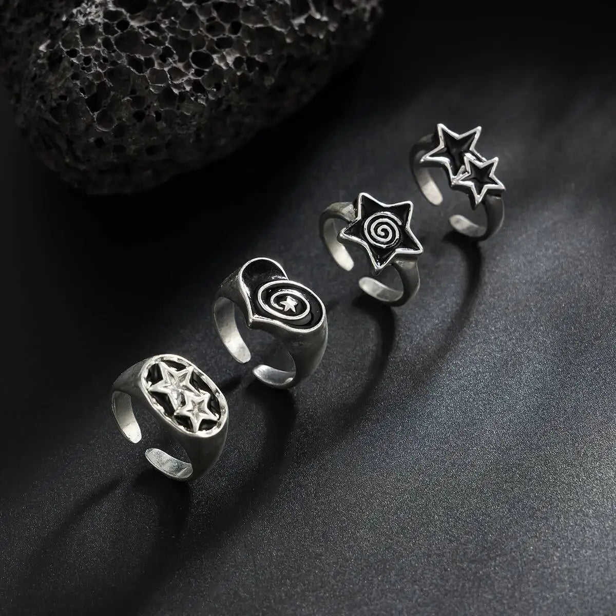 Star Wide 4-Stack Ring Set