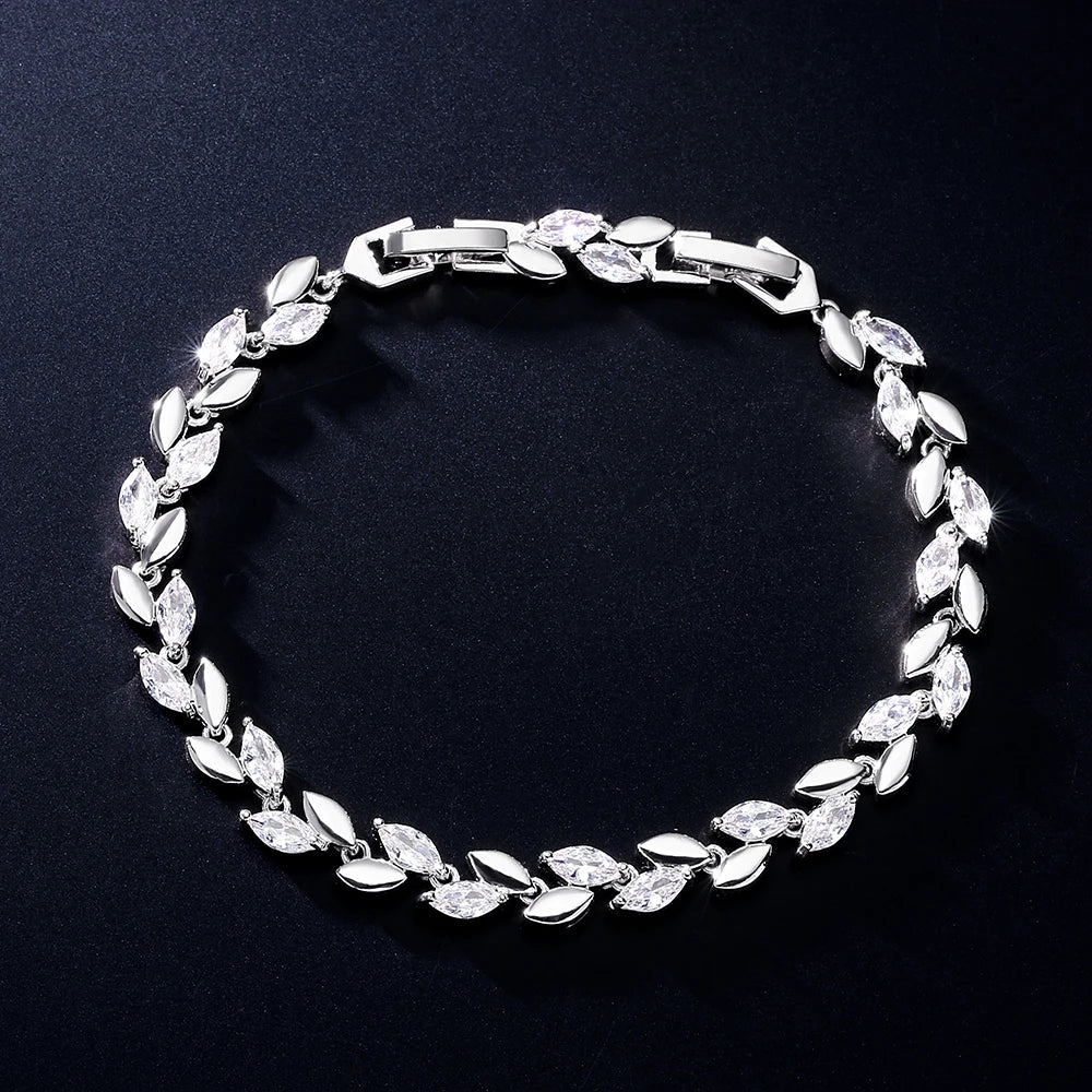 White Leaf Bangles Bracelet