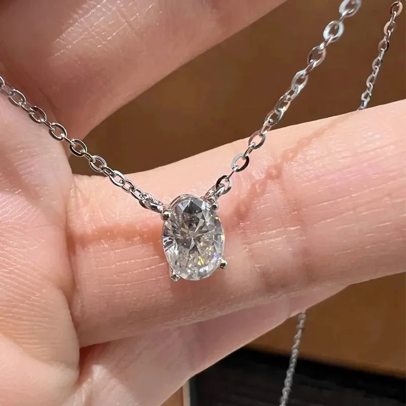 Oval Cut Moissanite Necklace