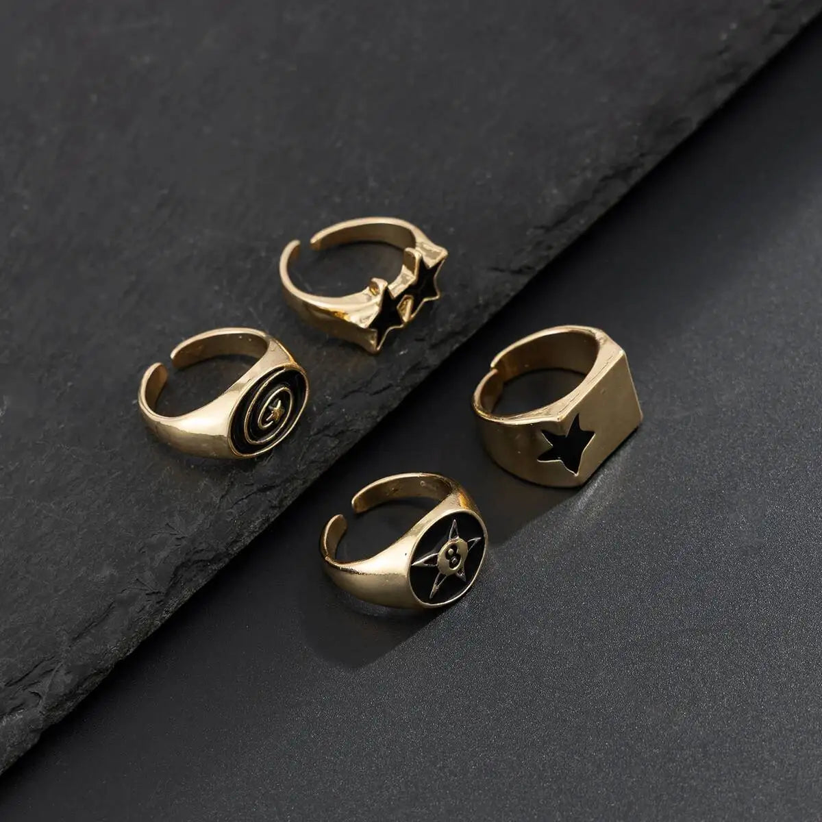 Star Wide 4-Stack Ring Set