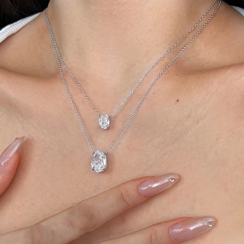 Oval Cut Moissanite Necklace