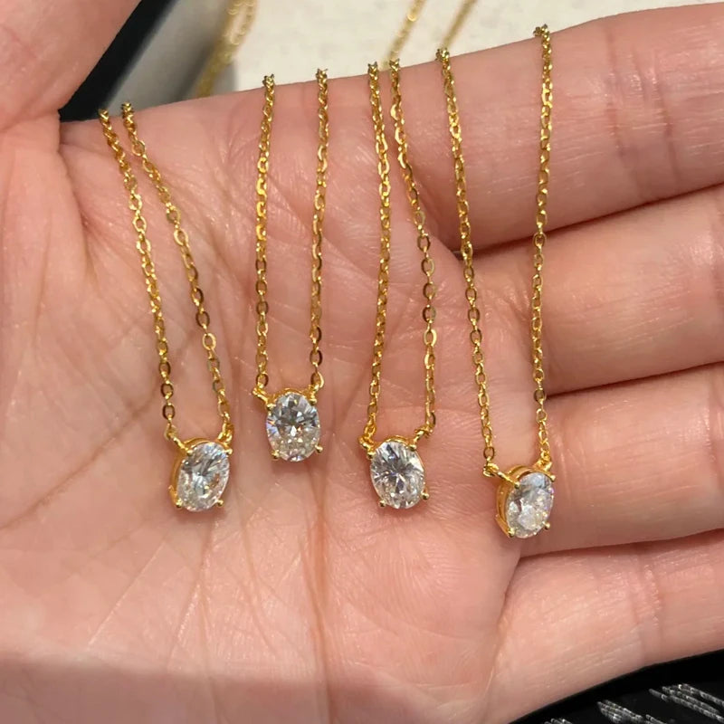 Oval Cut Moissanite Necklace