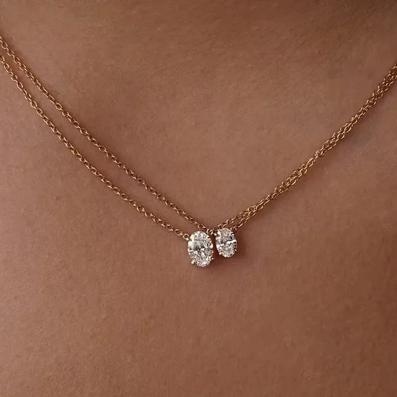 Oval Cut Moissanite Necklace