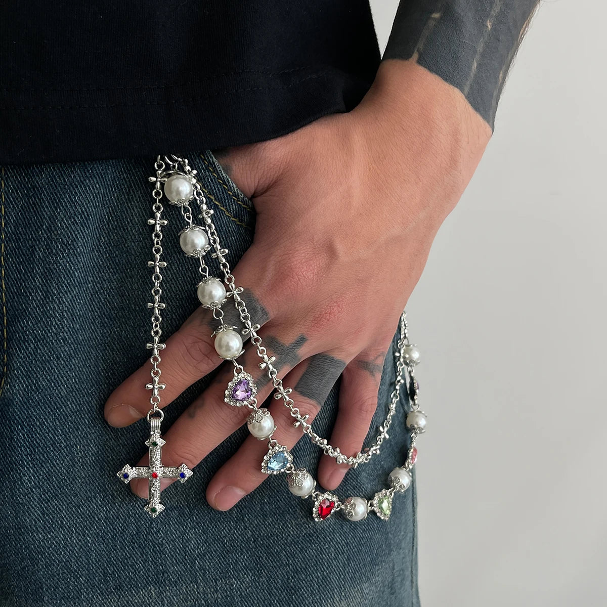 Salircon Cross Pearl Beltchain