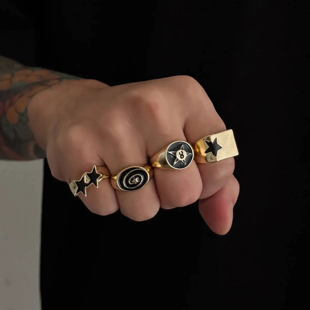 Star Wide 4-Stack Ring Set