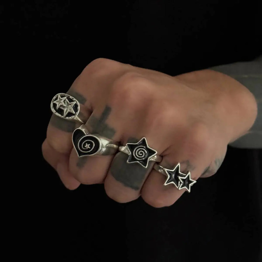Star Wide 4-Stack Ring Set