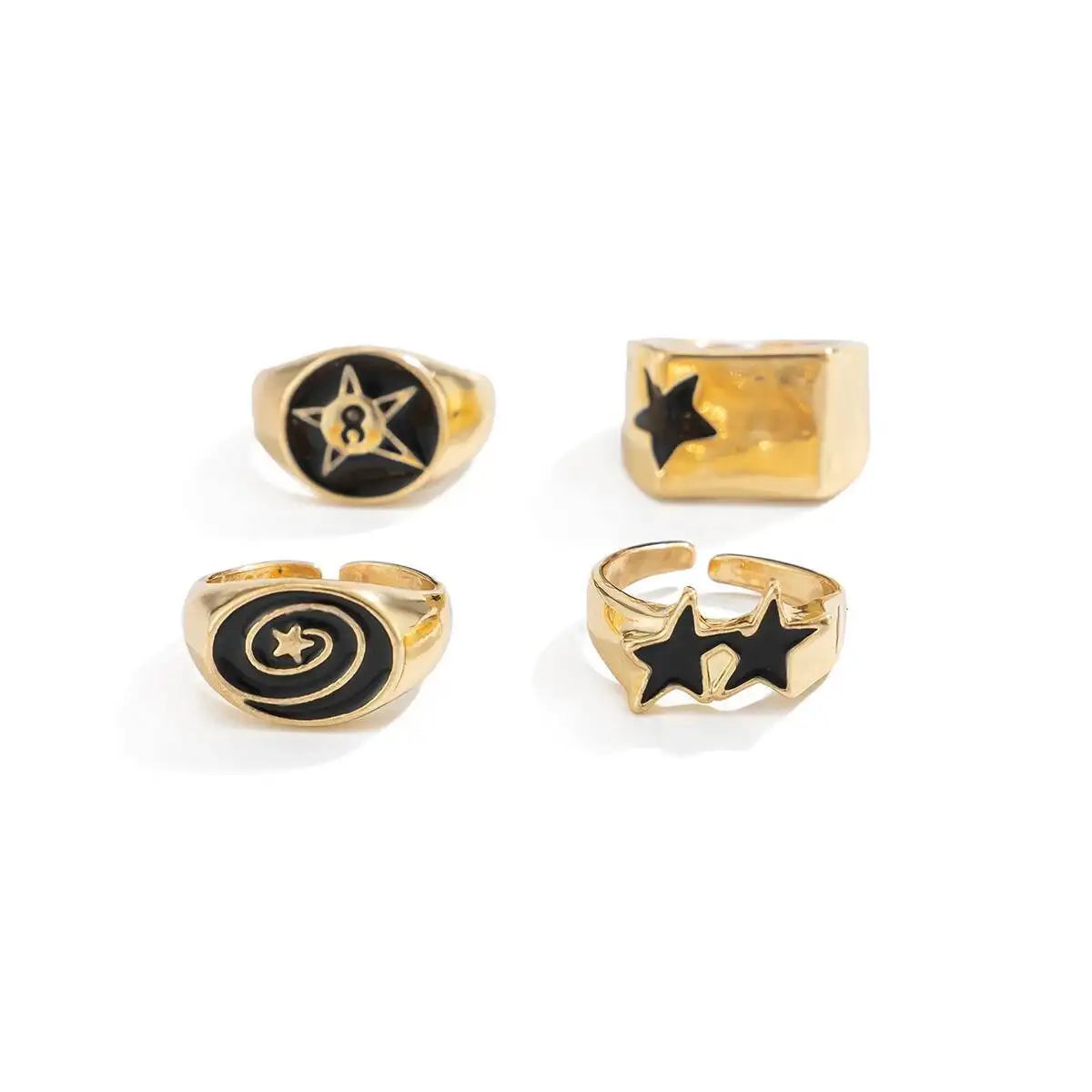 Star Wide 4-Stack Ring Set