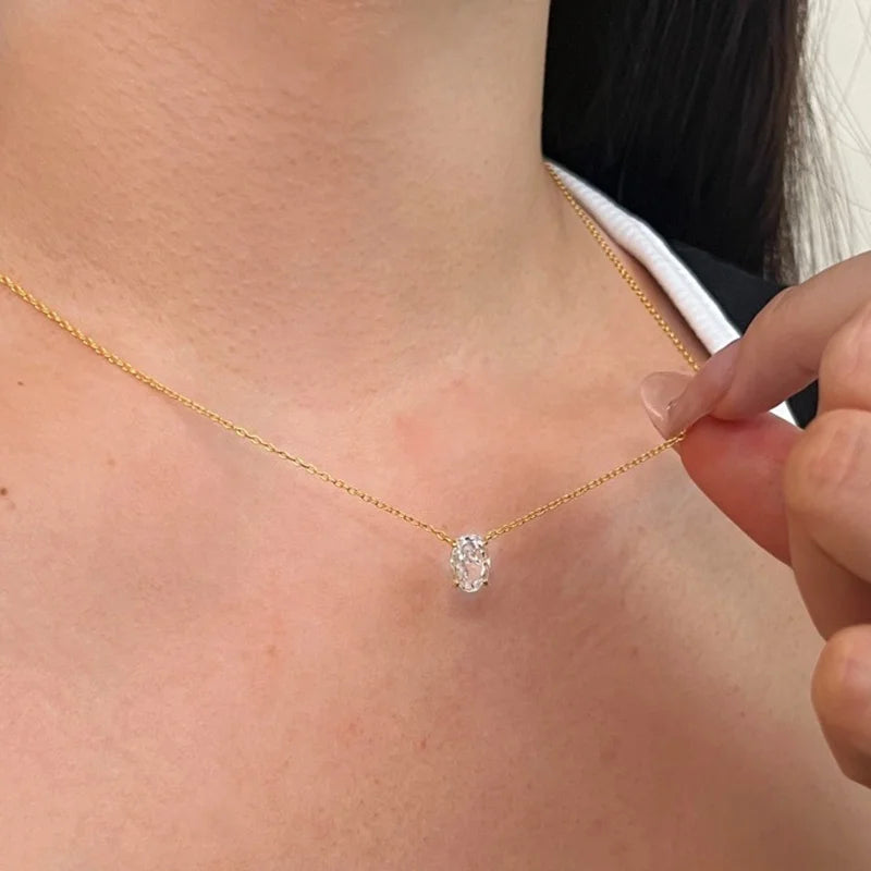Oval Cut Moissanite Necklace