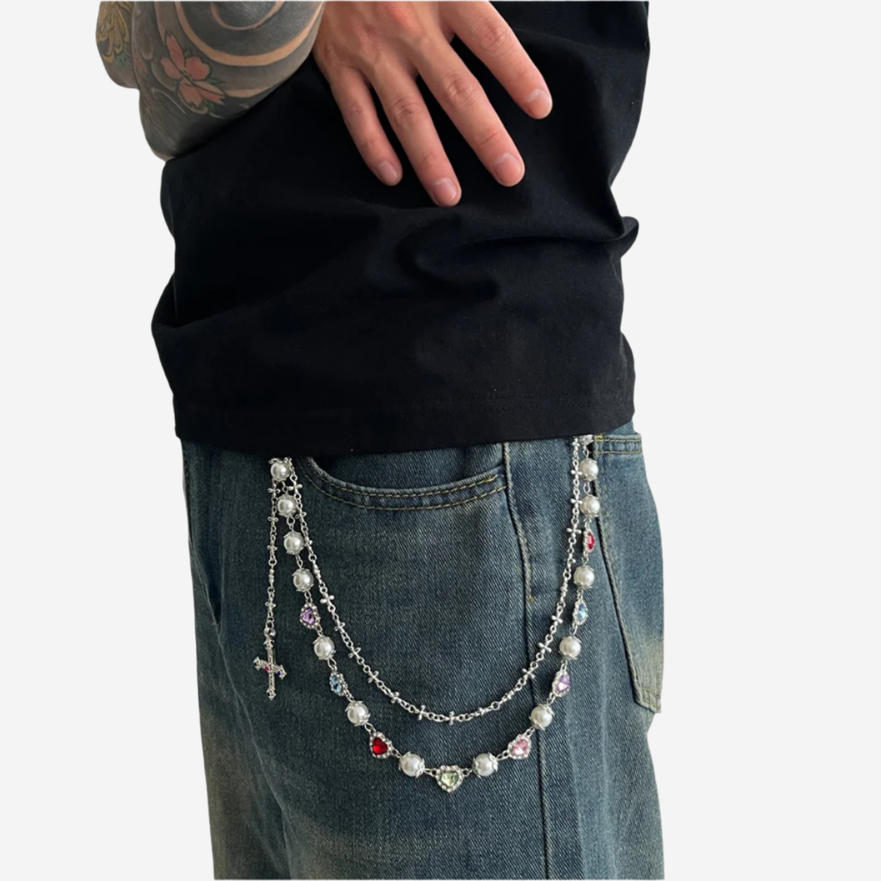 Salircon Cross Pearl Beltchain