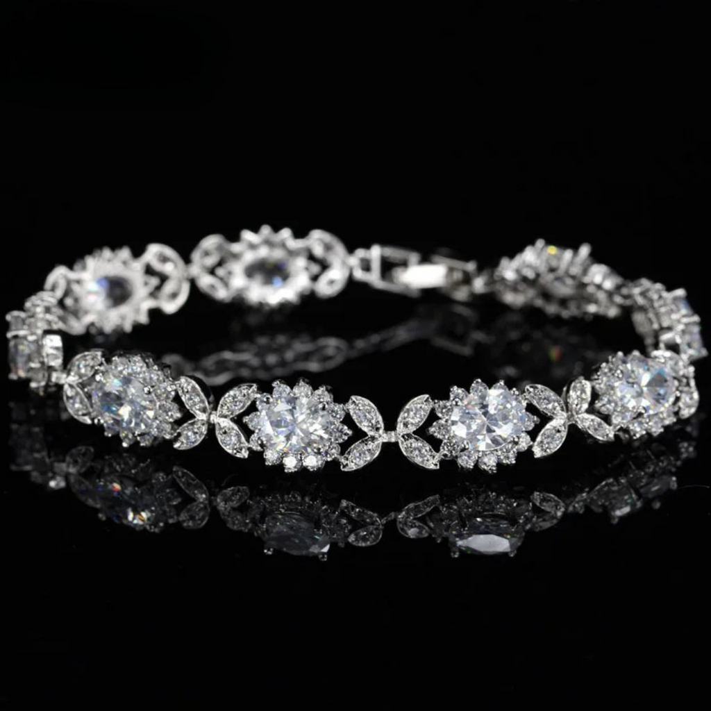 Crystal Flower Charm Bracelet