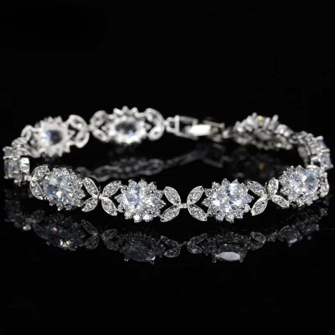 Crystal Flower Charm Bracelet